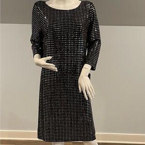 Jessica Howard Size 14 metallic black and silver knee-length cocktail dress.